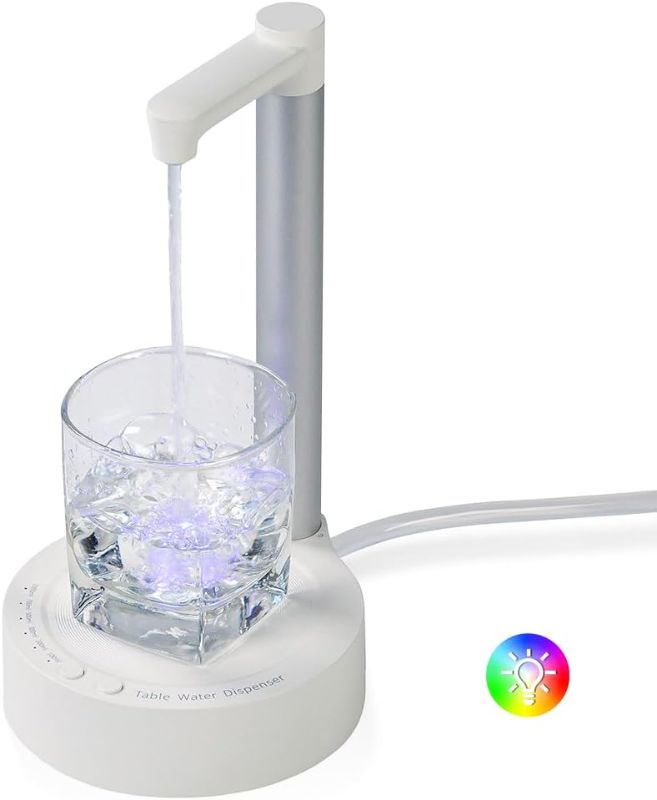 Photo 1 of Desktop Water Bottle Dispenser,New upgrade RGB Ambient Light, Bedside Water Dispenser,Portable 5 Gallon Water Dispenser,with 7 Levels Pumping and Ambient Light,Suitable for Home, Office, Outdoor
