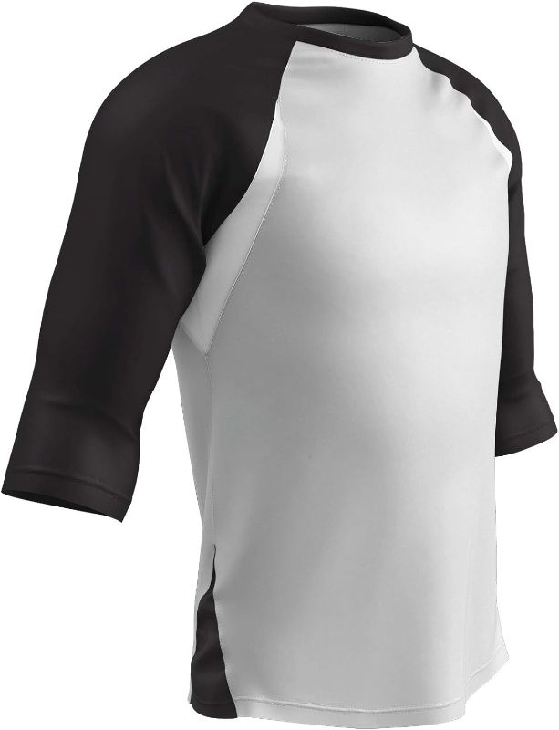 Photo 1 of CHAMPRO YOPUTH LARGE  Three-Quarter Raglan Sleeve Lightweight Polyester Baseball Shirt with Mesh Side Inserts
