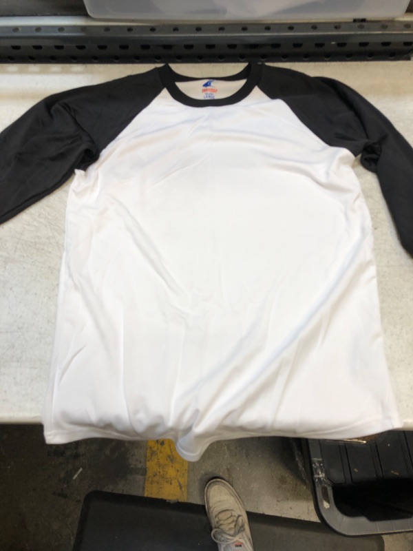 Photo 2 of CHAMPRO YOPUTH LARGE  Three-Quarter Raglan Sleeve Lightweight Polyester Baseball Shirt with Mesh Side Inserts
