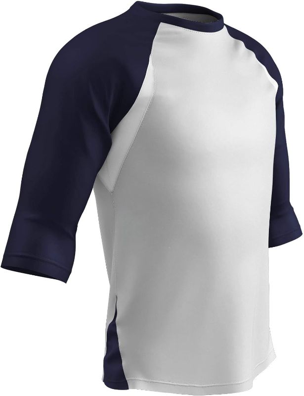 Photo 1 of CHAMPRO YOUTH LARGE Three-Quarter Raglan Sleeve Lightweight Polyester Baseball Shirt with Mesh Side Inserts
