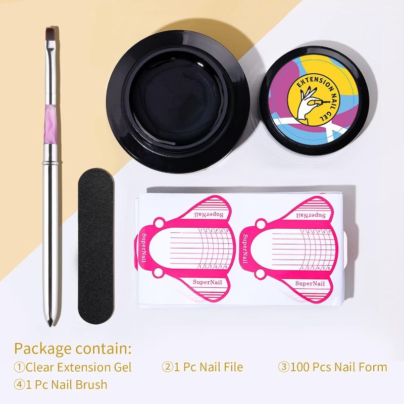 Photo 1 of \BORN PRETTY Builder Nail Gel Strengthen Nail Extension Gel Clear 60ml Nail Art Manicure Set with Nail Forms Nail Brush Tools
