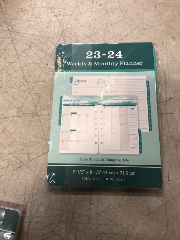 Photo 2 of 2023-2024 Planner Refills - Planner Refills 2023-2024 from July 2023 - June 2024, A5 Planner Inserts 2023-2024, 5.5 x 8.5 inch, 7 Holes, 2023-2024 Weekly & Monthly Planner Refills, A5 Planner Refills - Green