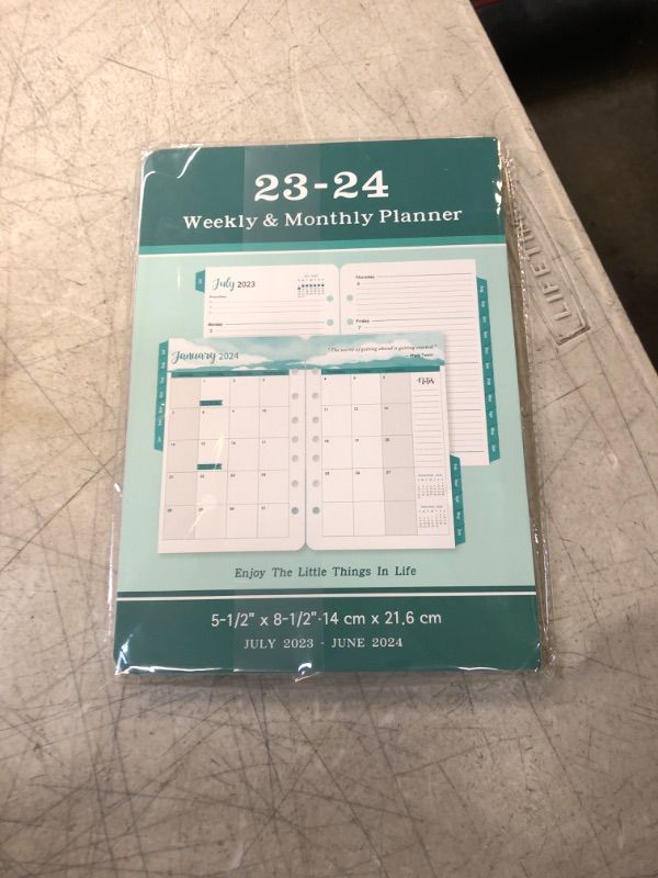 Photo 2 of 2023-2024 Planner Refills - Planner Refills 2023-2024 from July 2023 - June 2024, A5 Planner Inserts 2023-2024, 5.5 x 8.5 inch, 7 Holes, 2023-2024 Weekly & Monthly Planner Refills, A5 Planner Refills - Green