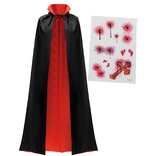 Photo 1 of JOYIN Adult Unisex Vampire Costume Set with Reversible Cloak Cape and Tattoo Scar for Halloween Costume Party, Dracula Theme Party and Transylvania Co
