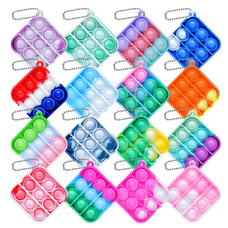 Photo 1 of 16PCS Mini Pop Fidget Toys Pack Push Bubble Pop Keychain Toy, Anxiety Stress Relief Simple Hand Toys, Silicone Squeeze Sensory Toys Home Decoration Gift for Kids Adults (16) 16pack