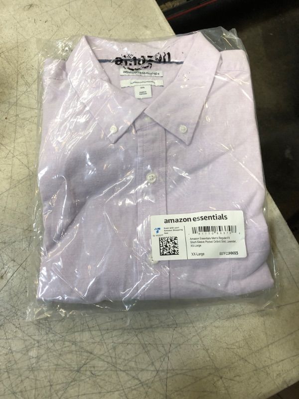 Photo 2 of Amazon Essentials Men's Regular-Fit Short-Sleeve Pocket Oxford Shirt XX-Large Lavender