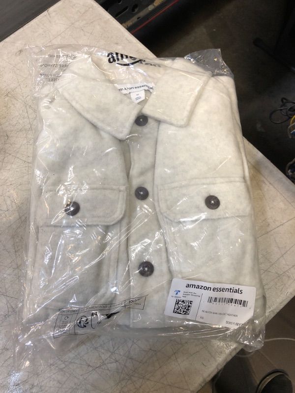 Photo 2 of Amazon Essentials Men's Long-Sleeve Polar Fleece Shirt Jacket X-Small Oatmeal Heather