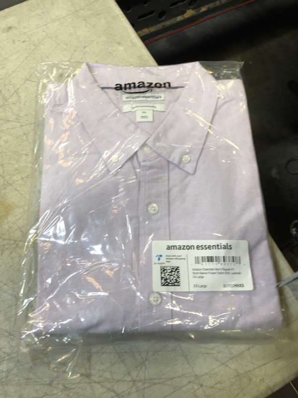 Photo 2 of Amazon Essentials Men's Regular-Fit Short-Sleeve Pocket Oxford Shirt XX-Large Lavender