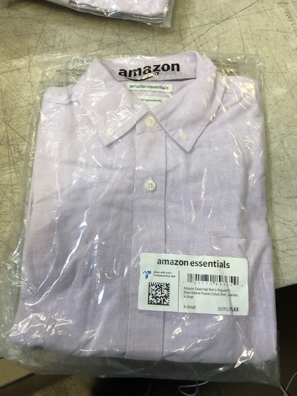 Photo 2 of Amazon Essentials Men's Regular-Fit Short-Sleeve Pocket Oxford Shirt X-Small Lavender