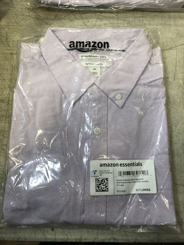 Photo 2 of Amazon Essentials Men's Regular-Fit Short-Sleeve Pocket Oxford Shirt XX-Large Lavender