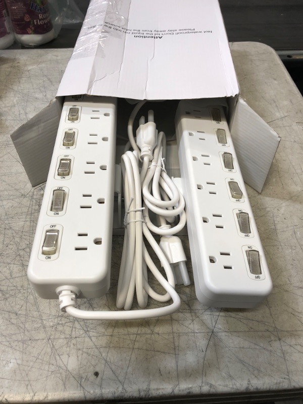 Photo 3 of White 2 in 1 Desktop Edge Power Strip 12AC Outlets with Individual Switches,Removable Clamp Power Outlet Socket for Home Office 12 AC 12 Switch White