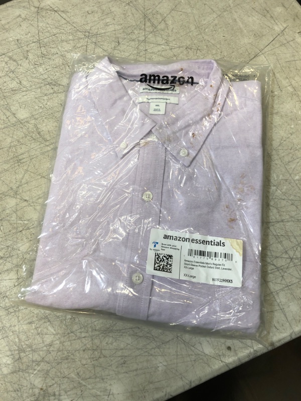 Photo 2 of Amazon Essentials Men's Regular-Fit Short-Sleeve Pocket Oxford Shirt XX-Large Lavender