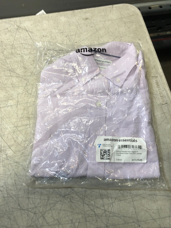 Photo 2 of Amazon Essentials Men's Regular-Fit Short-Sleeve Pocket Oxford Shirt X-Small Lavender
