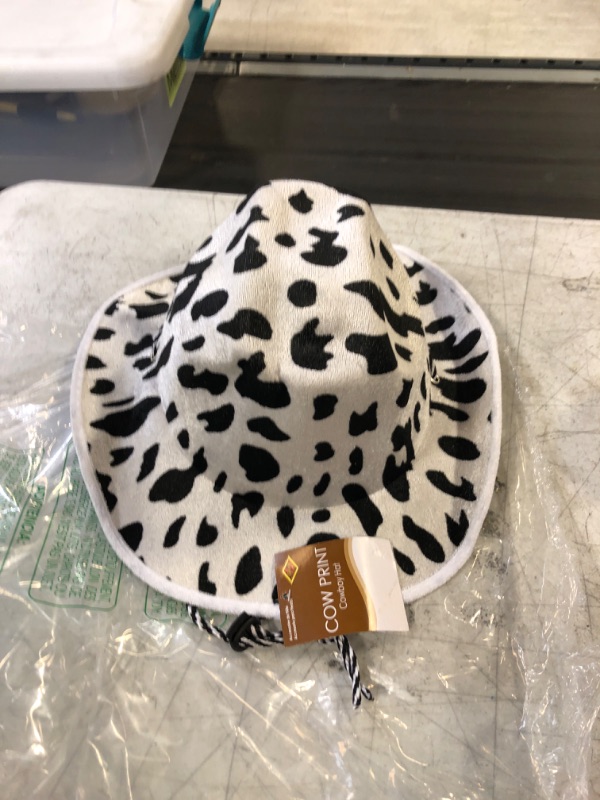 Photo 3 of Beistle Cow Print Cowboy Hat For Western Theme, Wild West Party Supplies, Halloween Costume Dress-Up