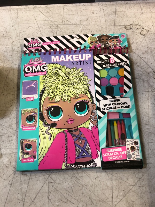 Photo 2 of Horizon Group USA LOL OMG Make-Up Artist Magazine DIY Craft Kit, Design with Crayons, Stickers & More.Create Fashionable Looks Using Over 130 Stencil Designs & 200 Stickers