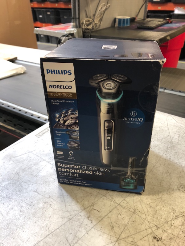 Photo 4 of Philips Norelco 9800 Rechargeable Wet & Dry Electric Shaver with Quick Clean, Travel Case, Pop up Trimmer, Charging Stand, S9987/85 New Shaver 9800 with Charging Stand