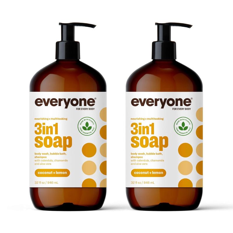 Photo 1 of 
Everyone 3-in-1 Soap, Body Wash, Bubble Bath, Shampoo, 32 Fl Oz (Pack of 2), Coconut and Lemon, Coconut Cleanser with Plant Extracts and Pure Essential Oils
