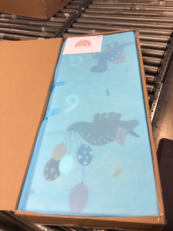 Photo 2 of 79"x 71" x 0.6" Extra Large Waterproof Foldable Baby Floor Play Mat, XPE Foam Playmat for Infants Babies from Newborns to Toddlers, Crawl to Walk, Reversible & Portable Playmat Dino and Track Pattern Dino 79"x 71" x 0.6"