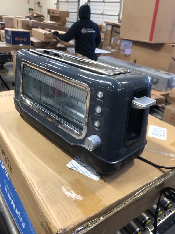 Photo 1 of DASH Clear View Toaster: Extra Wide Slot Toaster with See Through Window - Defrost, Reheat + Auto Shut Off Feature for Bagels, Specialty Breads & other Baked Goods - Grey Gray Toaster