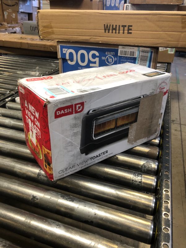 Photo 1 of DASH Clear View Toaster: Extra Wide Slot Toaster with See Through Window - Defrost, Reheat + Auto Shut Off Feature for Bagels, Specialty Breads & other Baked Goods - Grey Gray Toaster