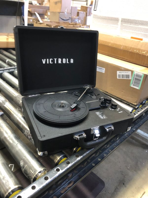 Photo 2 of Victrola Vintage 3-Speed Bluetooth Portable Suitcase Record Player with Built-in Speakers | Upgraded Turntable Audio Sound| Includes Extra Stylus | Black, Model Number: VSC-550BT-BK, 1SFA