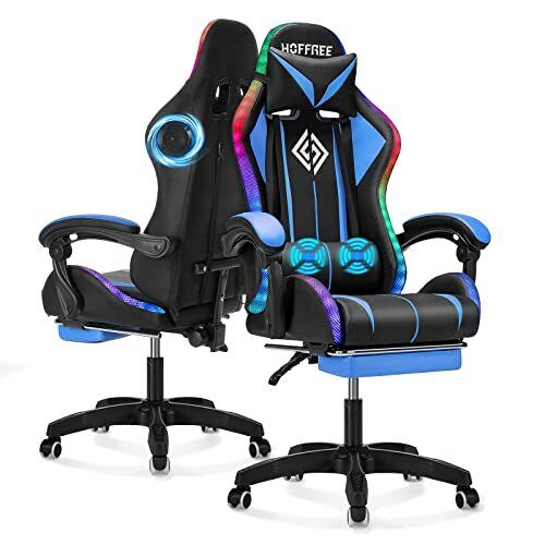 Photo 1 of Gaming Chair with Bluetooth Speakers and RGB LED Lights Ergonomic Massage
