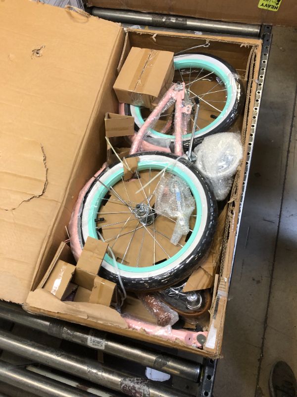 Photo 2 of ACEGER Girls Beach Cruiser Bike, 16 Inch and 20 Inch Bike for Kids 4-9 Years Old Coral Pink 16 Inch With Training Wheels and Kickstand