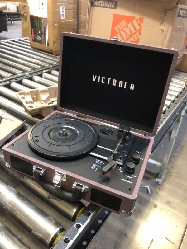 Photo 2 of Victrola Vintage 3-Speed Bluetooth Portable Suitcase Record Player with Built-in Speakers | Upgraded Turntable Audio Sound| Includes Extra Stylus | Magenta, Model Number: VSC-550BT-MAG Magenta Record Player