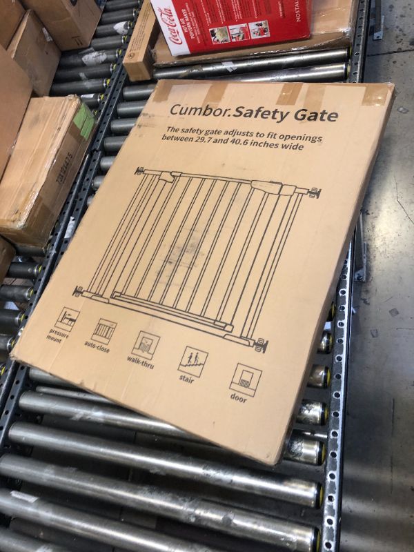 Photo 1 of Cumbor 36" Extra Tall Baby Gate for Dogs and Kids with Wide 2-Way Door, 29.7"-40.6" Width, and Auto Close Personal Safety for Babies and Pets, Fits Doorways, Stairs, and Entryways 36" Tall White