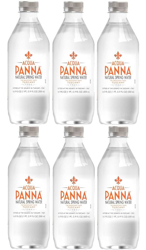 Photo 1 of Aqua Panna Natural Spring Water, Plastic Bottle, 500ml 6 PACK 
