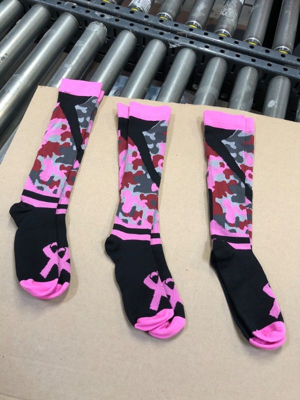 Photo 1 of BREAST CANCER AWARNESS KIDS LONG COMPRESSION SOCKS 3 PAIRS 