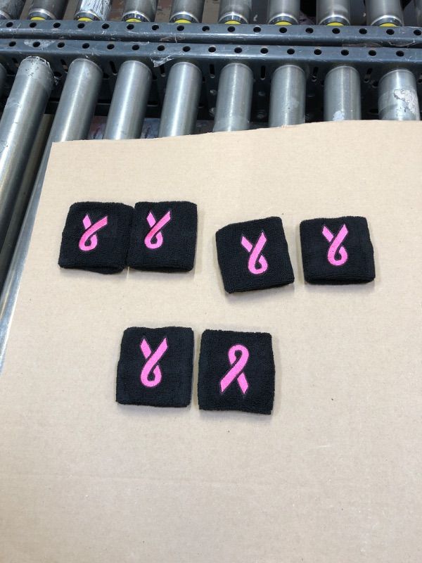Photo 1 of 3 PAIRS OF BREAST CANCER AWARNESS SWEAT WRISTBANDS 