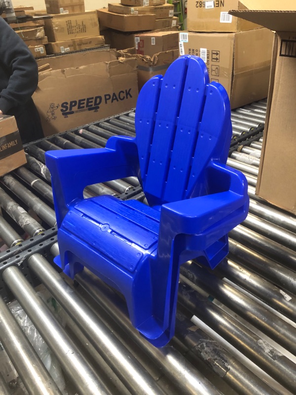 Photo 1 of American Plastic Toys Kidsâ€™ Adirondack (Pack of 2), Outdoor, Indoor, Beach, Backyard, Lawn, Stackable Lightweight, Portable, Wide Armrests, Comfortable Lounge Chairs for Children, Blue (2pk)