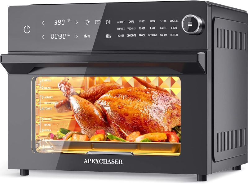 Photo 1 of Condake 32QT Large Air Fryer Oven Toaster Oven Combo with Rotisserie 18-in-1 Convection Oven Countertop LED Touch and Knob Design Digital Oven for Bake Broil Pizza Roast Toast Dehydrate,1800W,Stainless Steel,ETL certified