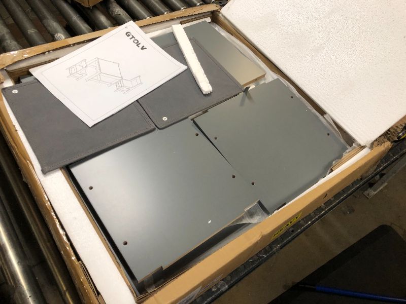 Photo 1 of Kids Table and Chair Set, 3 in 1 Wooden Activity Table with Storage Drawer for Toddlers Drawing, Reading, Crafts, Play, 2 in 1 Detachable Tabletop Table and Chair Set for Home, Nursery, Playroom Gray & White