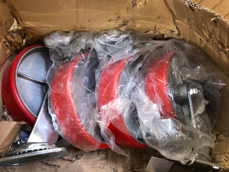 Photo 1 of 8" Caster Wheels, Casters Set of 4 - Heavy Duty Casters, Swivel Industrial Casters with Brake, Locking Casters with No Noise Polyurethane on Steel Wheels for Toolbox Workbench, Total Capacity 6000 lbs 4 8 inch (4 Swivel with Brake)