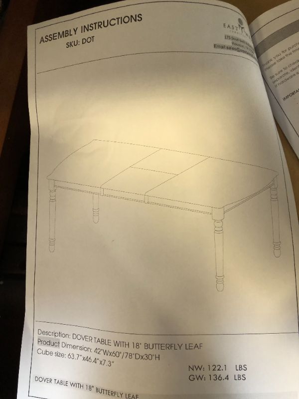 Photo 1 of East West Furniture DOT-MAH-T Dover Dining Table - a Rectangle Wooden Table Top with Butterfly Leaf & Stylish Legs, 42x78 Inch, Mahogany