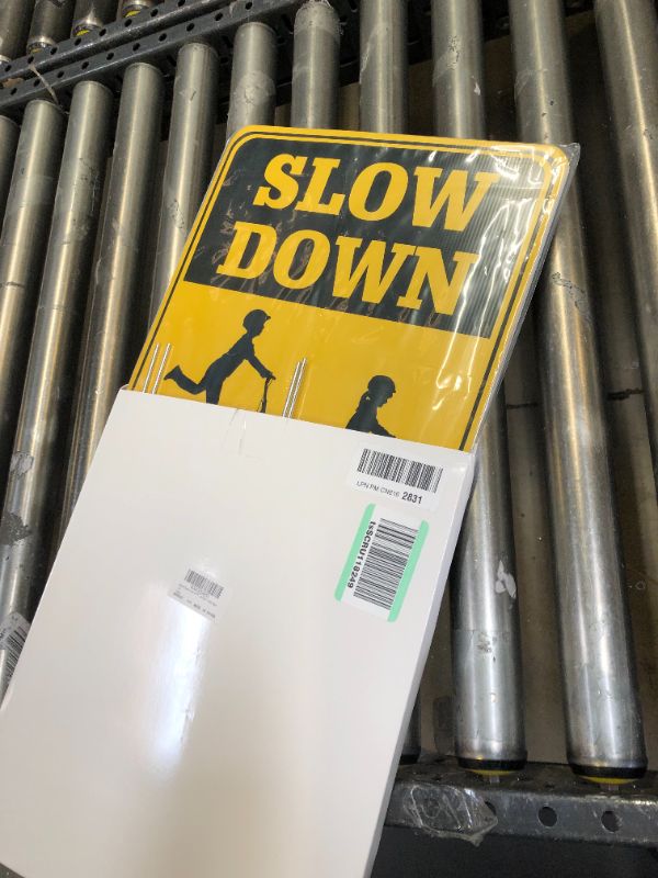 Photo 2 of Slow Down Kid at Play Sign 15.5 x 13 Inch Double Sided Sign for Yard with Metal Wire Stake Waterproof Plastic Neighborhood Street Caution Yard Sign (2)