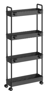 Photo 1 of  Tier Slim Storage Cart, Bathroom Organizer Laundry Room Organization Mobile Shelving Unit Slide Out Rolling Rack with Wheels for Kitchen Garage Office Small Apartment Narrow Space 4 Tier Black