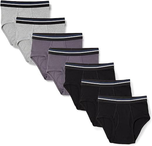 Photo 1 of Amazon Essentials Men's Tag-Free Cotton Briefs, Pack of 7 XX-Large Black/Charcoal/Grey Heather