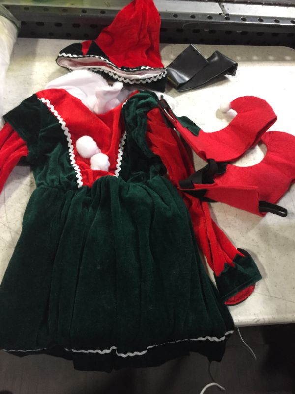 Photo 1 of Girls Christmas Elf Dress Costume Set 