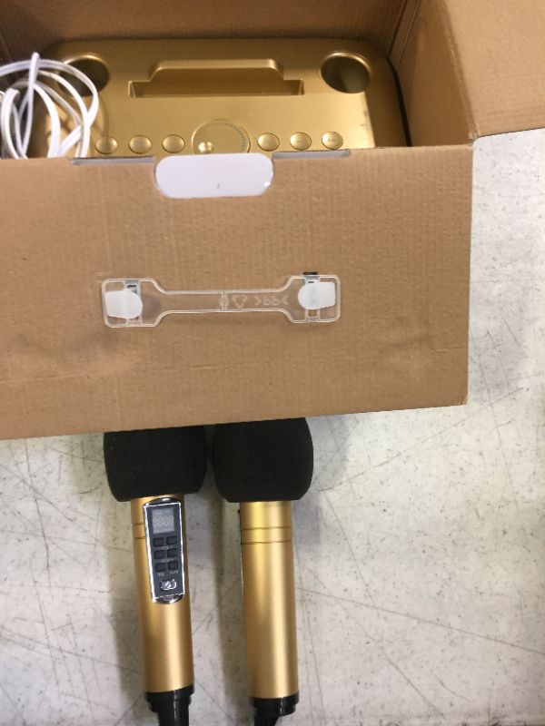 Photo 1 of Upgrade Karaoke Machine for Adults and Kids,Portable Bluetooth 2 UHF Wireless Karaoke Microphone with Holder/USB/TF Card/AUX-in, PA Speaker System for Home Party, Picnic,Car,Outdoor/Indoor-Gold Gold Pro