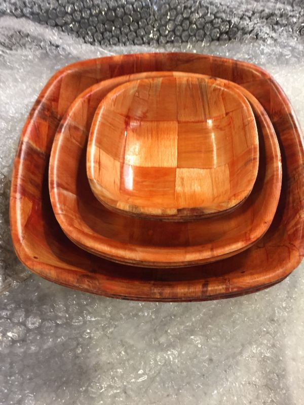 Photo 1 of  12 Pieces Wooden Salad Bowl 6, 8 and 10 Inch Wooden Bowls 4 of Each Size Decorative Bowl Durable Hardwood Wooden Salad Bowl Set for Dinner Parties Family Gathering