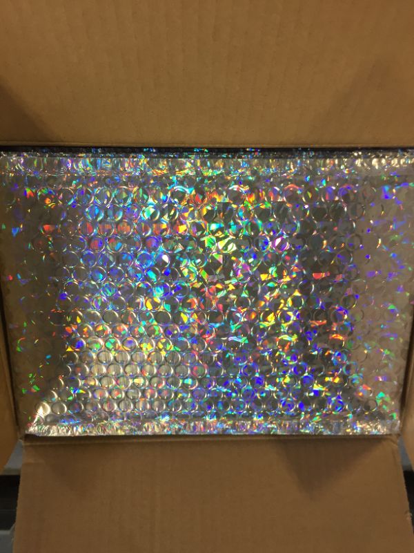 Photo 2 of 30 Pieces Holographic Bubble Mailers Padded Mailer Holographic Bubble Mailers Padded Envelopes Self Sealing Cushion Envelopes for Mailing, Shipping and Packing
