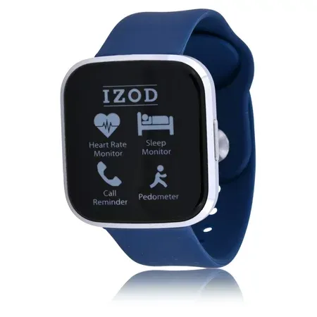 Photo 1 of IZOD Unisex Smart Watch with Plastic Strap in Silver and Navy One Size IZO9398