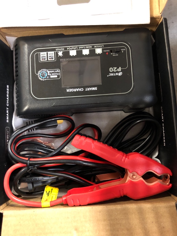 Photo 3 of 20-Amp Smart Battery Charger,Lithium,LiFePO4,Lead-Acid(AGM/Gel/SLA.) Car Battery Charger,Trickle Charger, Maintainer/deep Cycle Charger,12V/20A and 24V/10A,for Boat,Motorcycle,Lawn Mower,Golf cart.