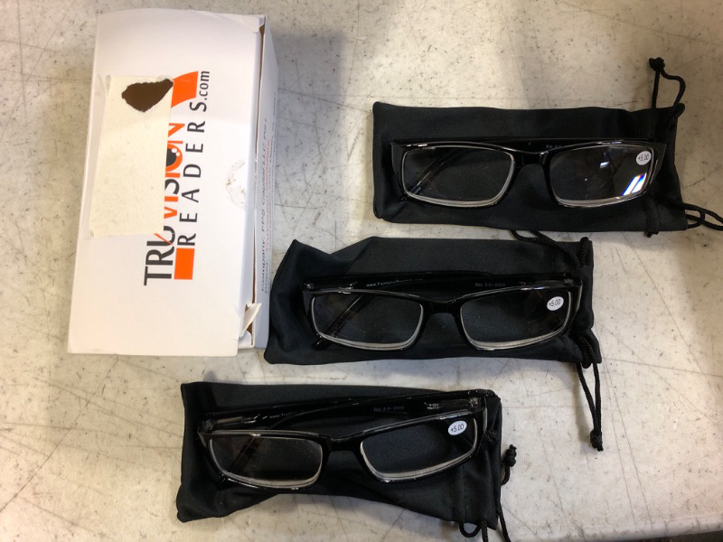 Photo 2 of TruVision Readers Reading Glasses - Readers with Comfort Spring Hinges for Men and Women 9504HP 3 Pack Black 5.0 x