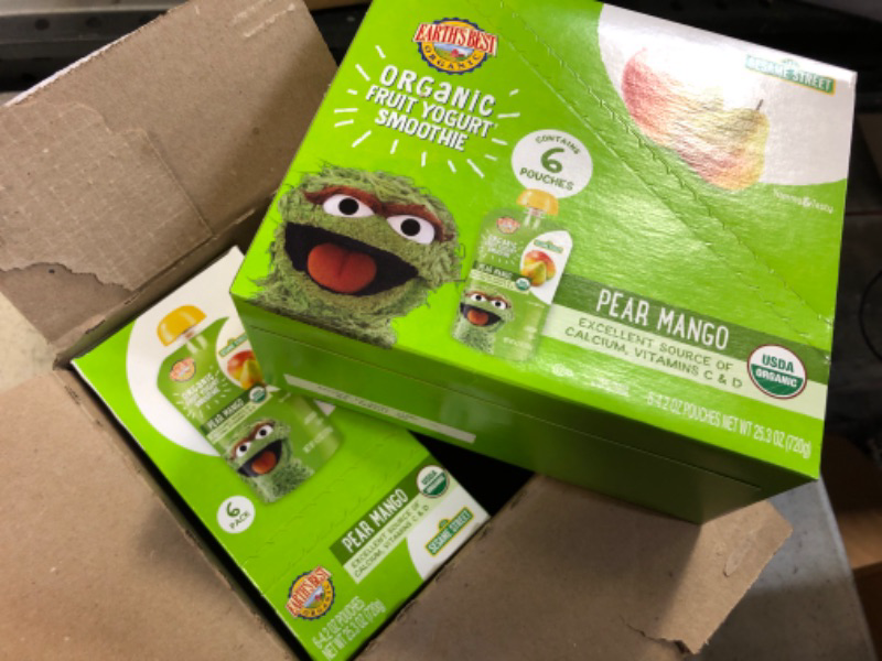 Photo 2 of (6 Pouches) Earth's Best Organic Sesame Street Toddler Fruit Yogurt Smoothie, Pear Mango, 4.2 oz. Pouch 2PACK 