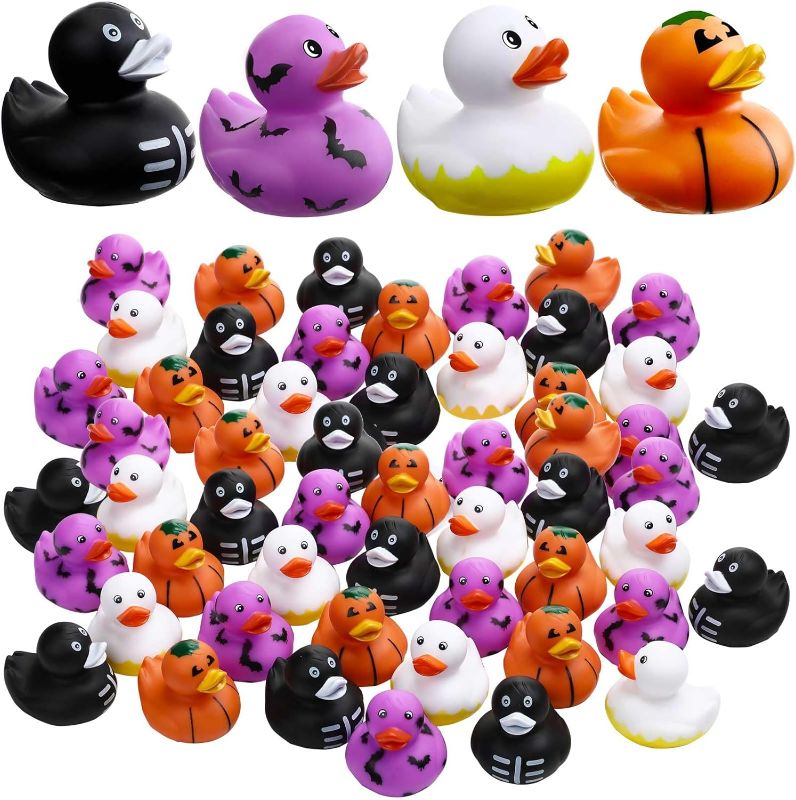 Photo 1 of 48 Pack 2 Inch Halloween Rubber Duckies Assorted Mini Rubber Ducks in Bulk Rubber Ducky Party Supplies for Boys Girls Trick or Treat Goodie Bag Fillers, Halloween Themed Bathtub Toys
