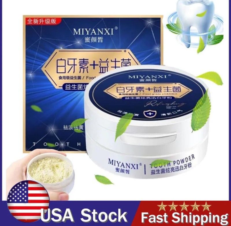 Photo 1 of ( PACK OF 2 ) MIYANXI Teeth Whitening Powder, Tooth Powder Stain Rem 50g US Stock Sealed
